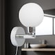 image 8 of Pair of Polished Chrome IP44 Bathroom Pull Cord Globe Wall Lights | Chrome | Polished chrome plate and opal glass | Small | 2
