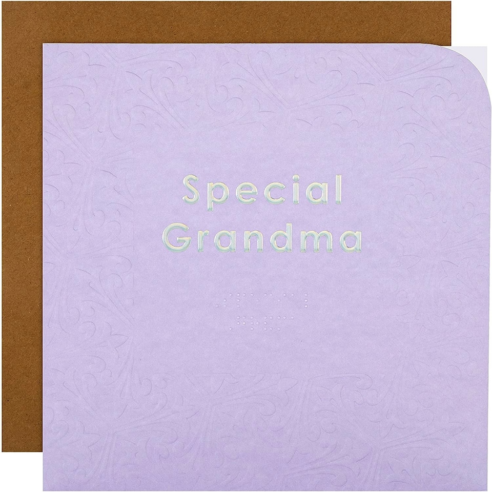 image 1 of Contemporary Patterned Design Braille Birthday Card for Grandma