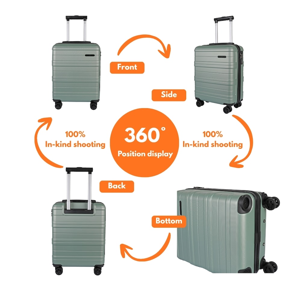 image 1 of ABS Cabin Luggage 45×36×20 Lightweight Carry-On with TSA Lock | Green | Mint Green | Cabin Bag