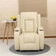 image 5 of Oscar Pushback Recliner Bonded Leather w Cupholders Chair | Cream | Cream | One Size