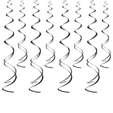 Black Swirl Hanging Decorations - Pack of 8