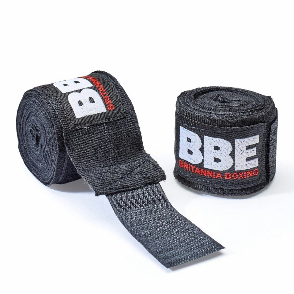 BBE Club Boxing Hand Wraps - Black - 3.5m x 8cm