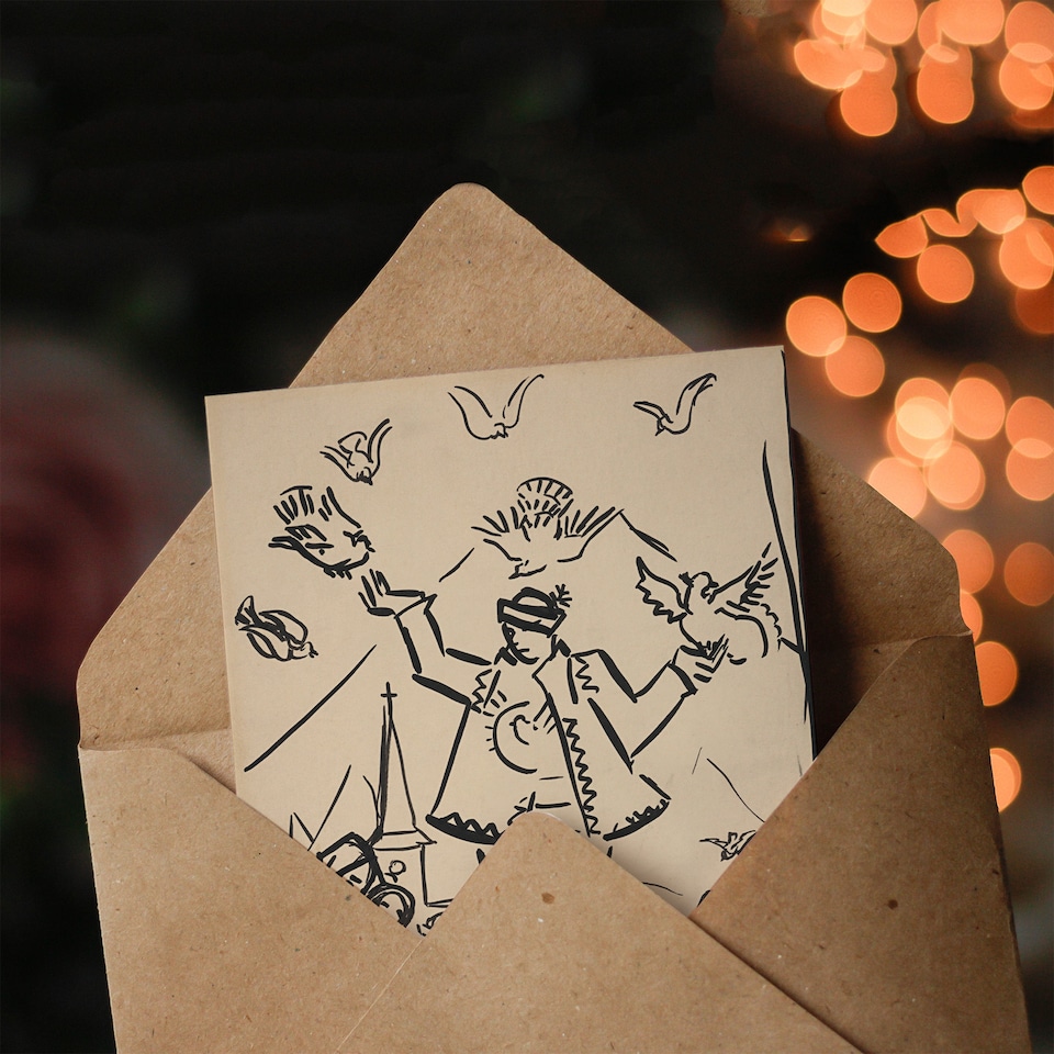 image 1 of Arnold Weisz Kubincan Art Card Study for Joy Ink Drawing