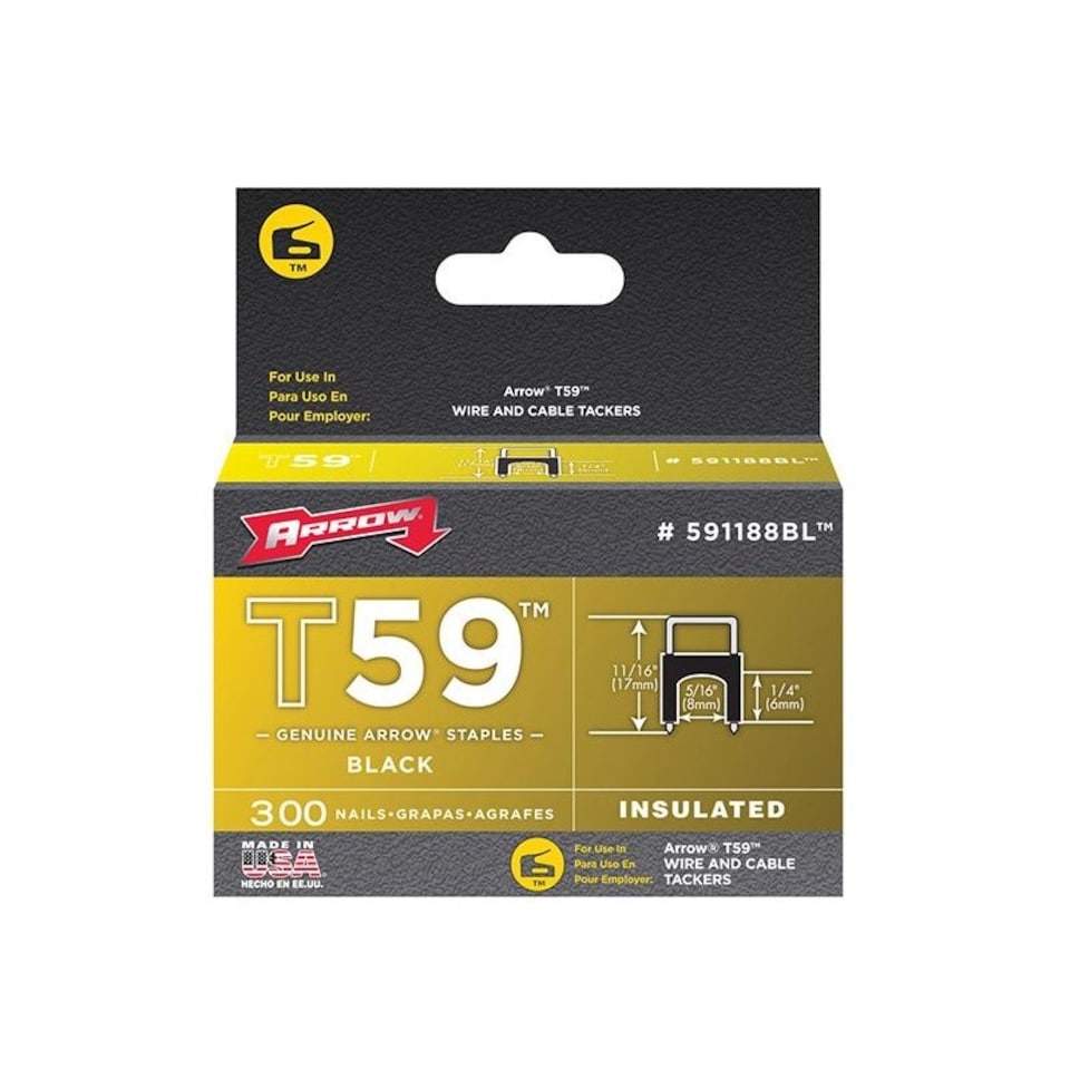 Arrow T59 Insulated Staples - Black - 6 x 8mm