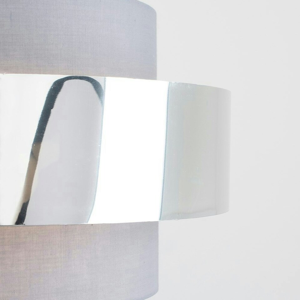 image 1 of ValueLights Modern Grey And Chrome Cylinder Ceiling Pendant Light Shade
