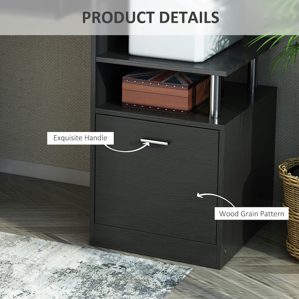 image 1 of HOMCOM Wood Computer Desk Laptop Workstation Drawer Shelf for Home Office
