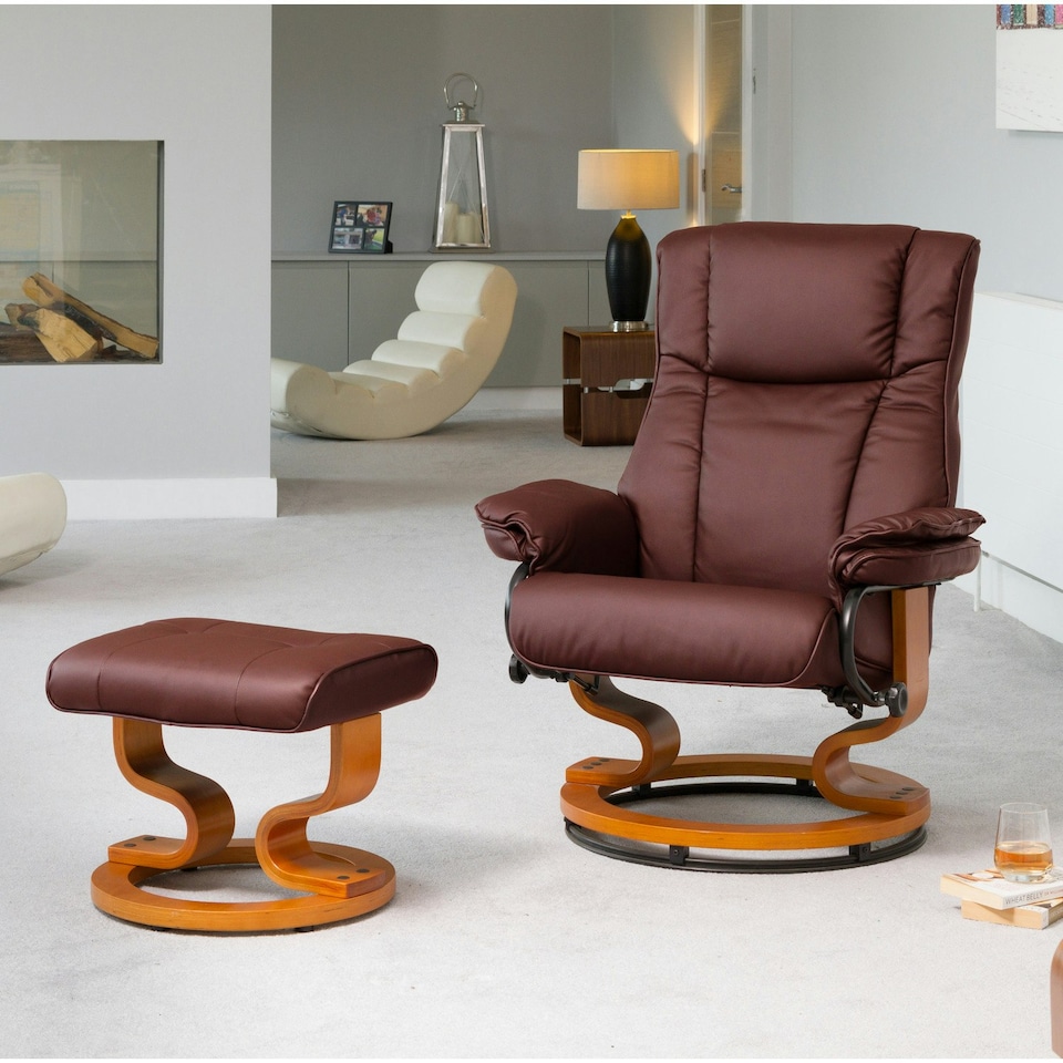 image 1 of Calhoun Swivel Recliner with Massage and Heat Burgundy