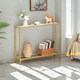 image 4 of Industrial 2 Tier Entryway Hallway Console Table With Tempered Glass Top