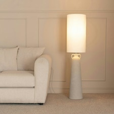 ValueLights Grayson Natural Ceramic Urn Style Midi Floor Lamp with LED Bulb