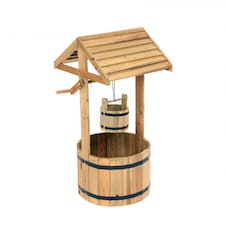 Oypla Garden Wooden Wishing Well Flower Planter Ornamental Plant Pot Brown