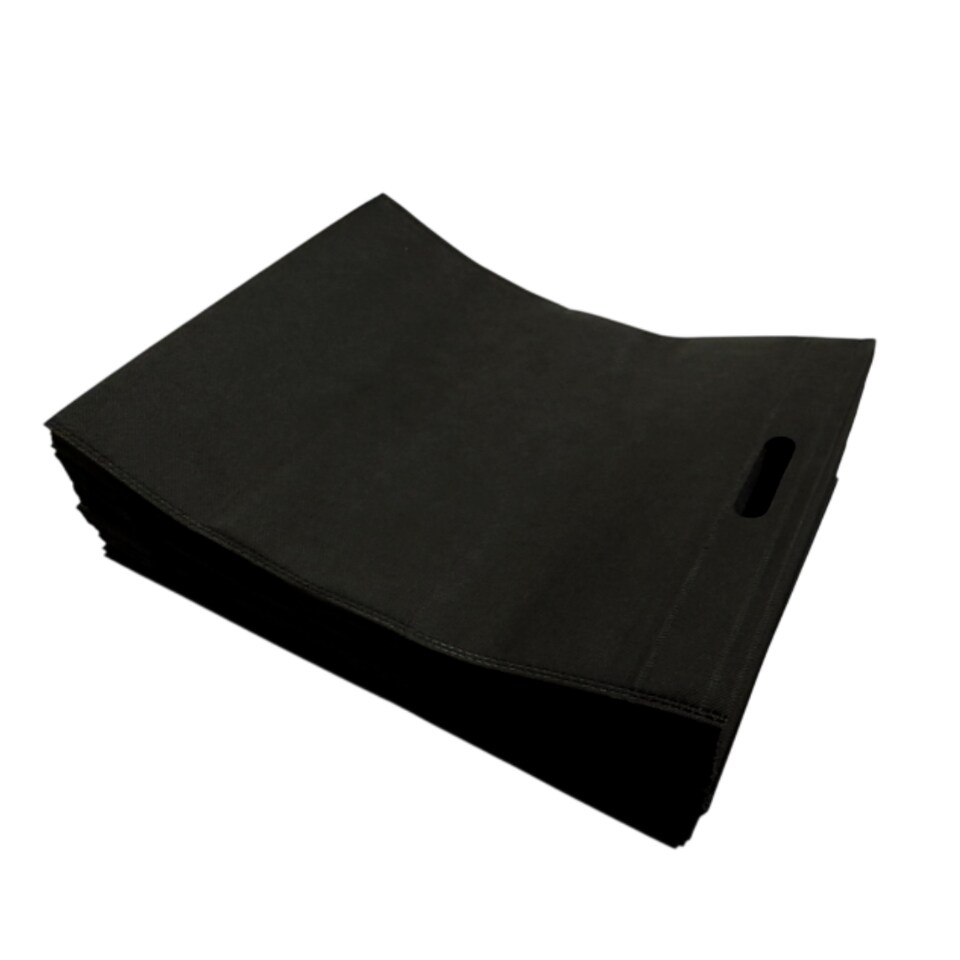 image 1 of Pack of 25 Black Coloured 40x30cm Non-Woven Patch Handle Bags | Black