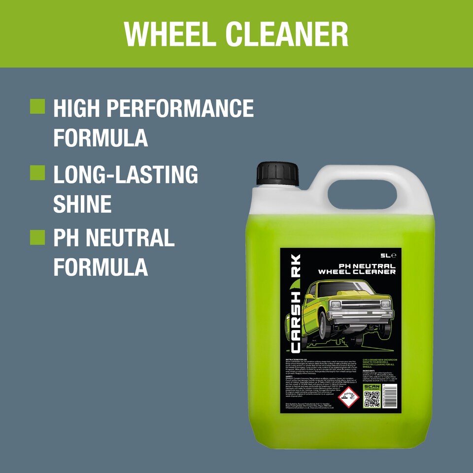 image 1 of CARSHARK pH Neutral Wheel Cleaner 5L + Black Wheel Brush - Effective Cleaning for All Wheels