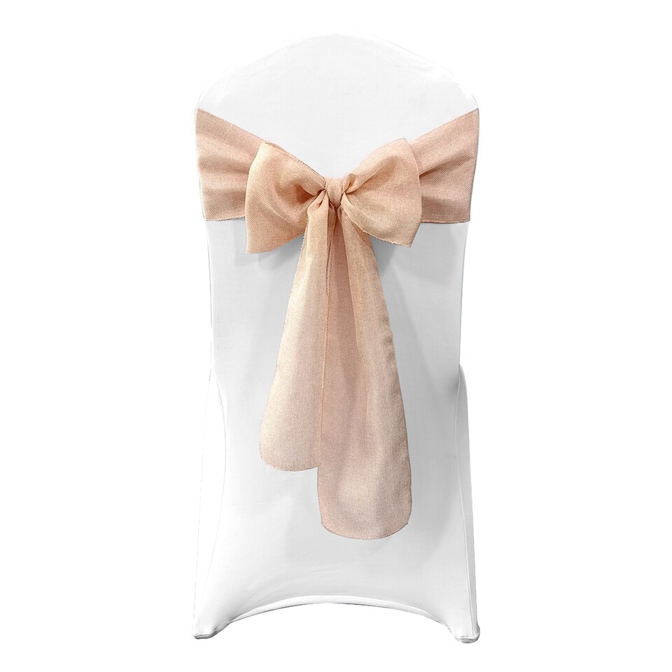 image 1 of 7" x 108" Hessian Chair Sashes, Rustic Burlap Table Runner Sash - 10pcs