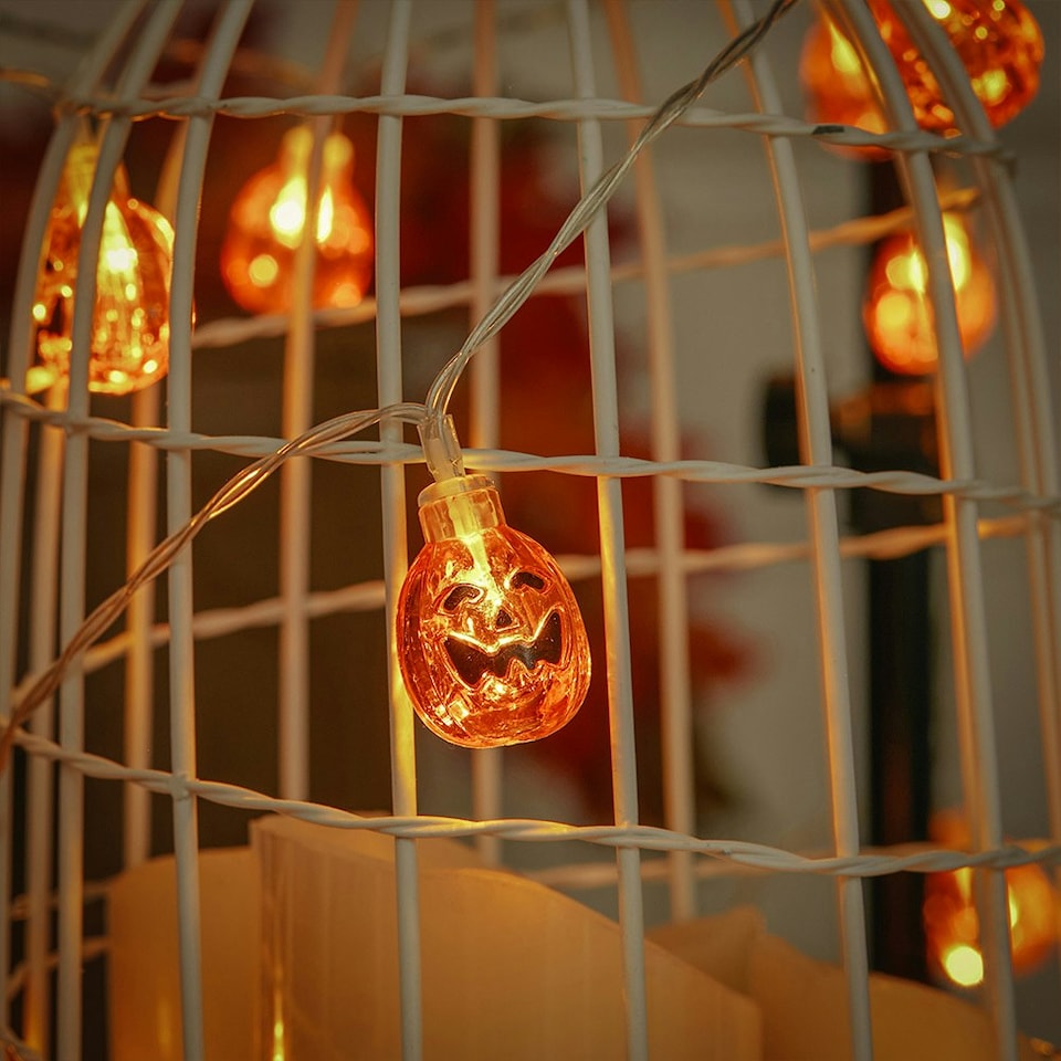 image 1 of Living and Home Halloween Decorative Pumpkin LED String Lights Battery Operated