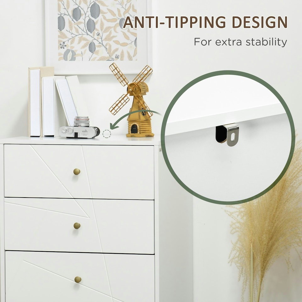 image 1 of HOMCOM Chest of Drawers, 4 Drawers Dresser Storage Organiser for Bedroom