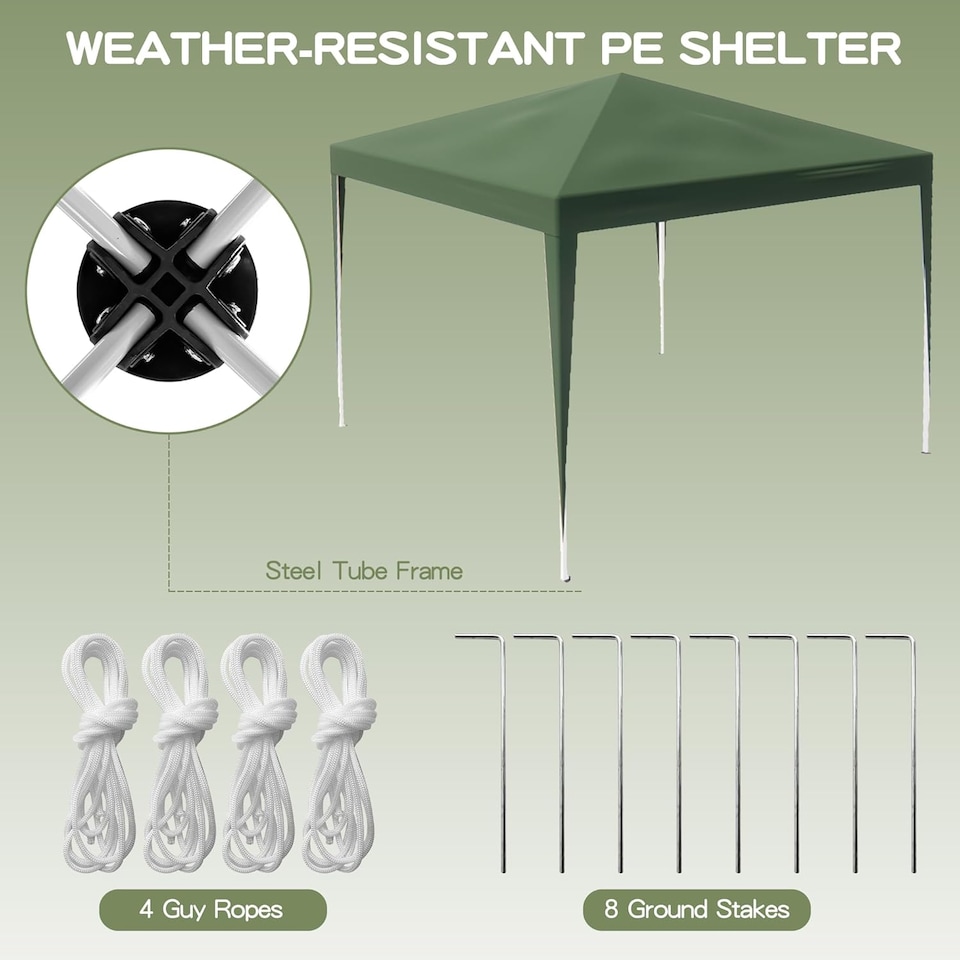 image 1 of Alivio 3 x 3m Patio Pop Up Gazebo, Outdoor Party Wedding Tent Canopy (Green)