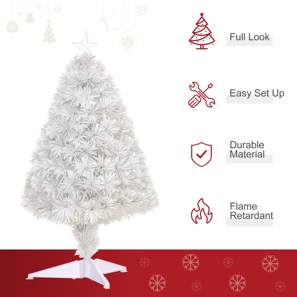image 1 of HOMCOM 2.5FT Prelit Artificial Tabletop Christmas Tree w/ Fibre Optics for Desk