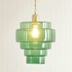 image 3 of ValueLights Lane Green Glass 5 Tier Layered Easy Fit Ceiling Pendant Lamp Shade with Bulb Green