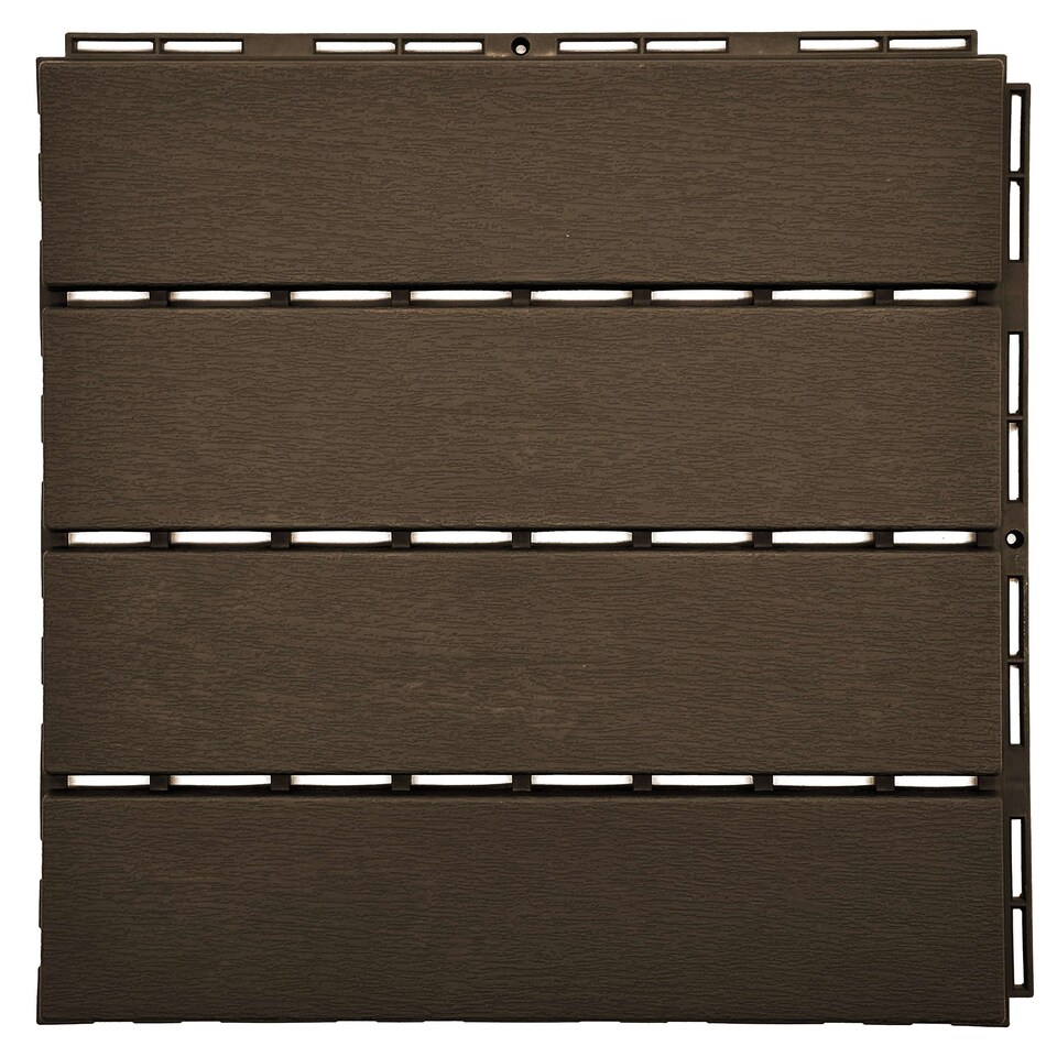 image 1 of Polydeck PVC Interlocking Decking Tiles - Brown | Brown | Pack of 36