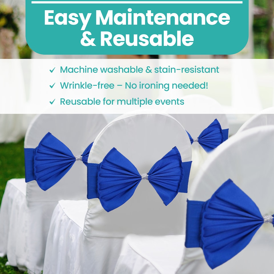 image 1 of Chair Bow Sashes, Elastic Spandex Stretch Chair Ties with Buckle - 1pc