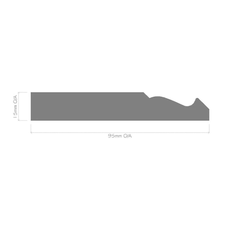 image 1 of PACK OF 5 (Total 5 Units) - 19mm x 100mm (15mm x 95mm Finish) Ogee Profile Softwood Timber Skirting Board- 4.2m Length