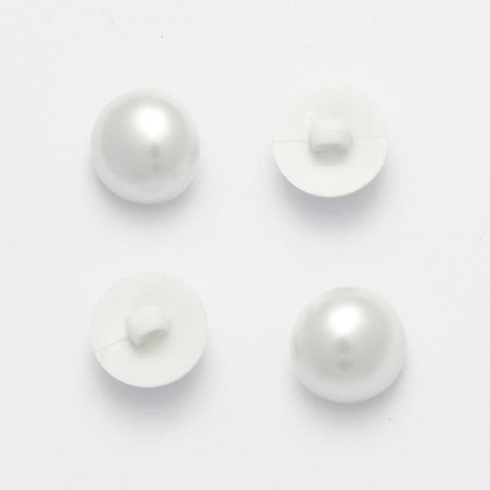 Minerva White Round Pearl Buttons for Dressmaking - 8mm - per value pack of 100