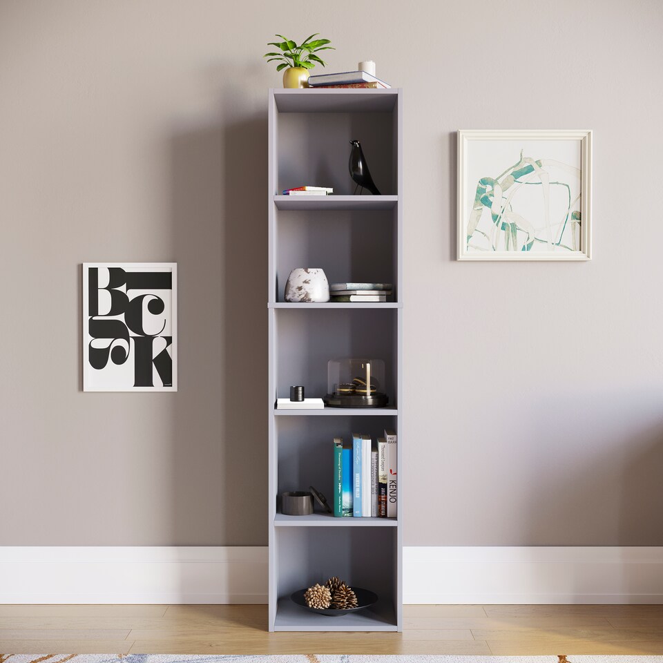 image 1 of Vida Designs Oxford 5 Tier Cube Bookcase Display Storage, Grey