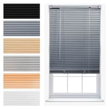 FURNISHED Made to Measure Venetian PVC Window Blinds Custom Fit, Easy Install & Modern Light Control | Grey | Grey | (W) 105cm x (L) 210cm