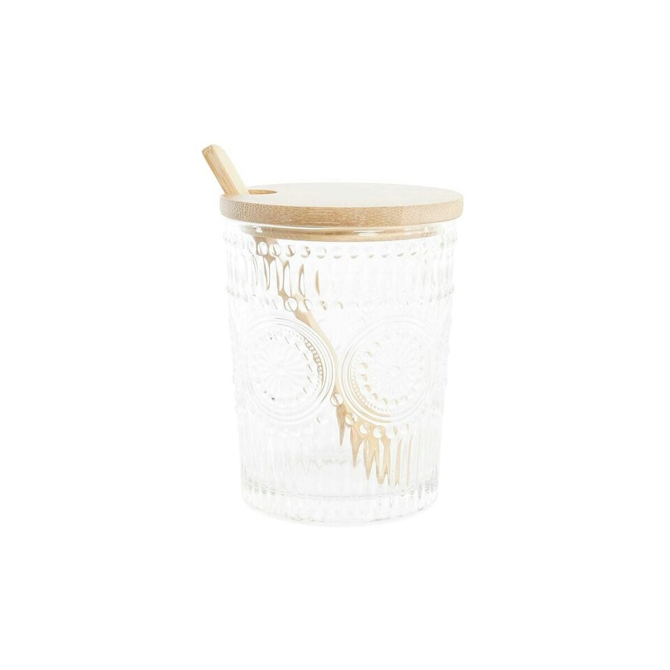 image 1 of Sugar Bowl DKD Home Decor Transparent Natural Bamboo Aluminium Crystal Borosilicate Glass 300 ml 28 x 10 x 13,5 cm N/A