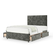 Majestic 1000 Pocket Sprung Charcoal Chenille 4 Drawer Divan Set And Valencia Headboard Super King