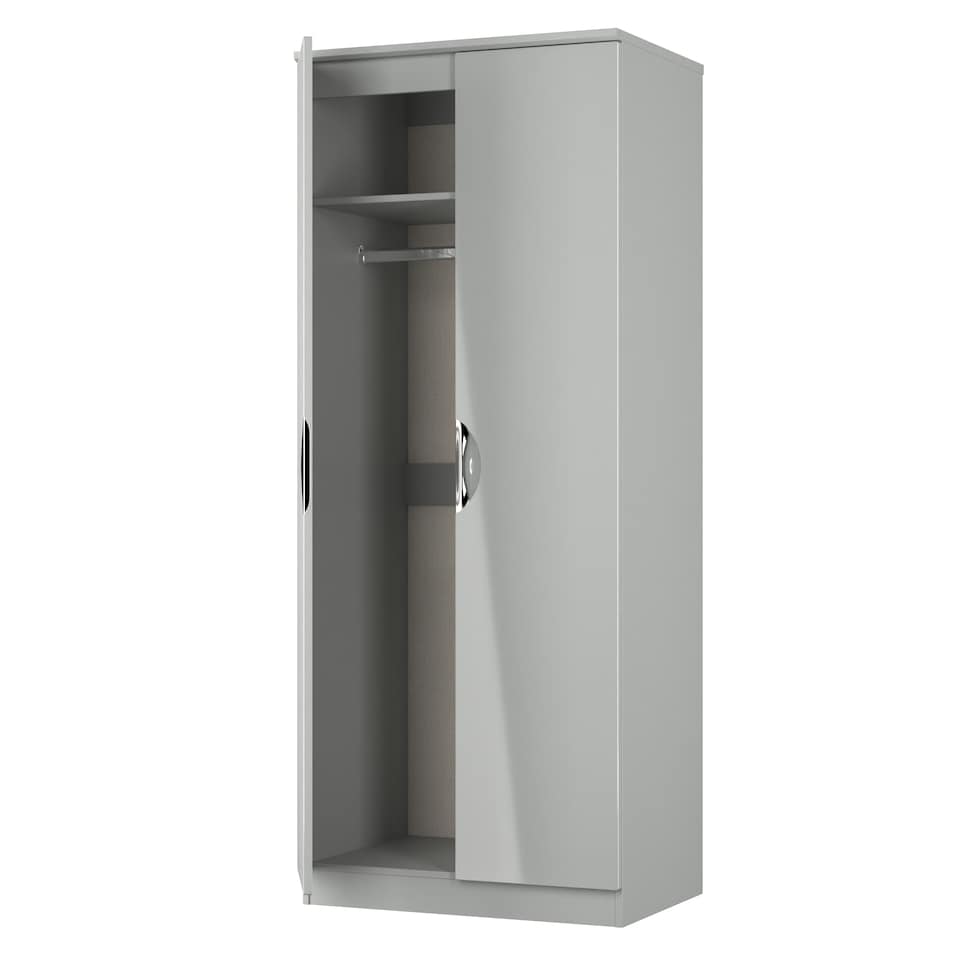 image 1 of Holborn Double Wardrobe in Grey Gloss & Dusk Grey (Ready Assembled) | Grey | Grey Gloss & Dusk Grey