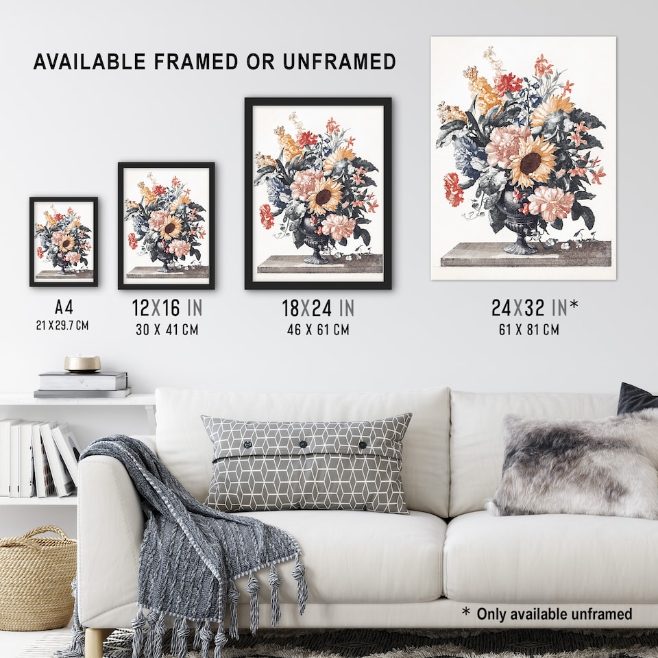 image 1 of Stone Vase Bouquet With Sunflowers Teyler Huge Wall Art Poster Print