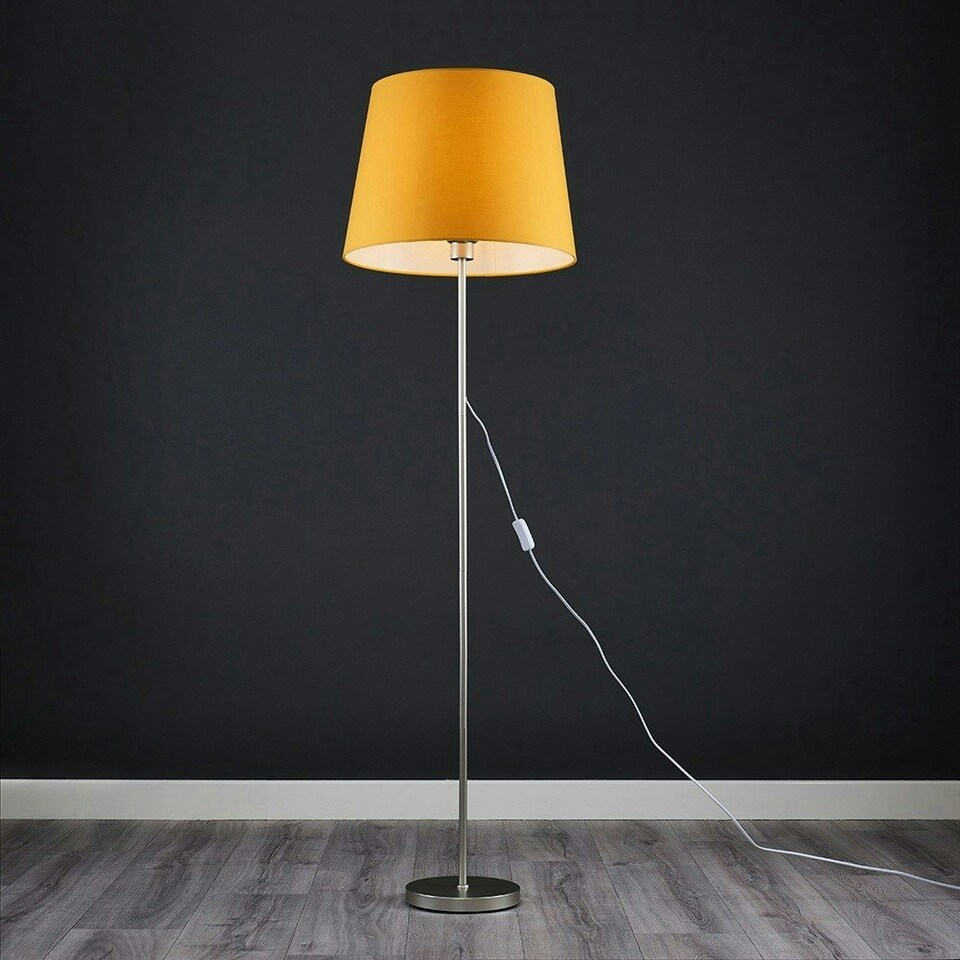 image 1 of ValueLights Charlie Chrome Stem Table Lamp Grey Chrome Inner Shade Yellow