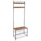 image 1 of Harbour Housewares Square Steel Coat Rack with Shoe Storage Bench - Black/Brown | Brown | Black/Brown | One Size
