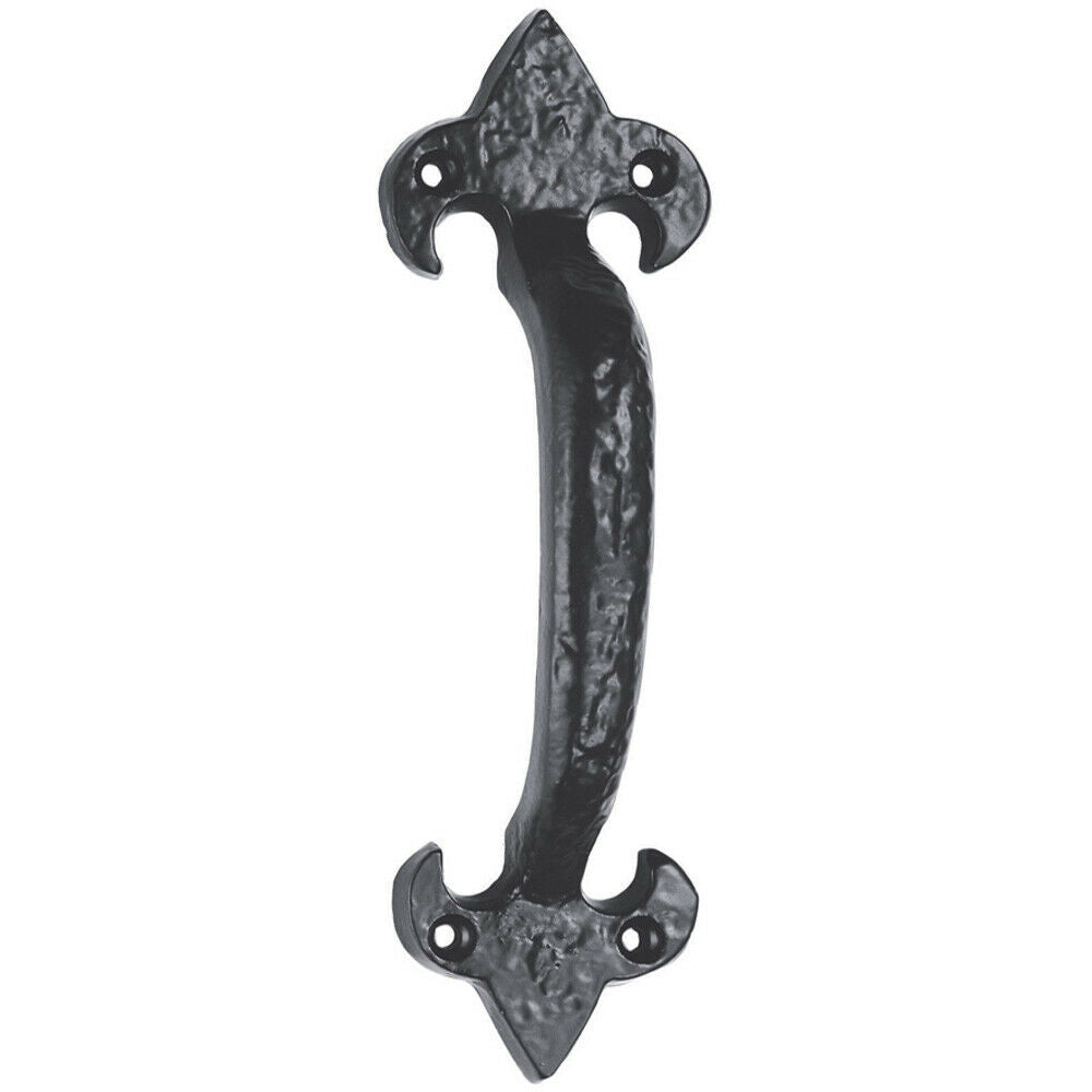 Loops Traditional Forged Iron Pull Handle 180 x 52mm Black Antique Door Handle
