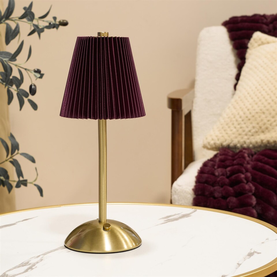 image 1 of OHS Pleated Bedside Lamp LED Rechargeable Cordless Night Light
