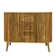 image 2 of Slated 2 Door 3 Drawer Sideboard - Mango Wood - L45 x W164 x H80 cm - Light Finish - Assembly Required | Brown