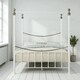 image 3 of Marylebone Traditional Four Poster Canopy Metal Bed Frame | White | White & Brass | King