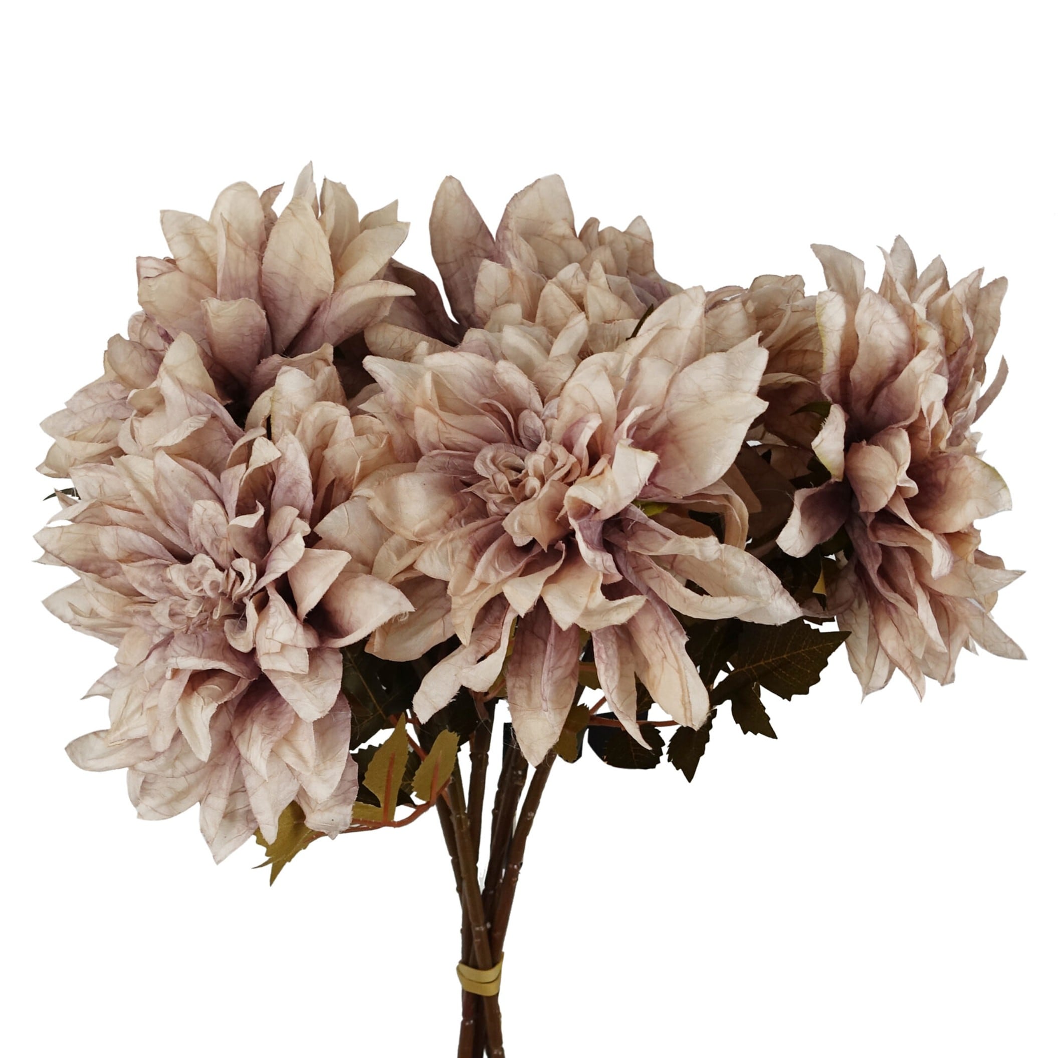Pegdev Pack of 6 55cm Artificial Dahlia Stems Dusty Pink with Silk