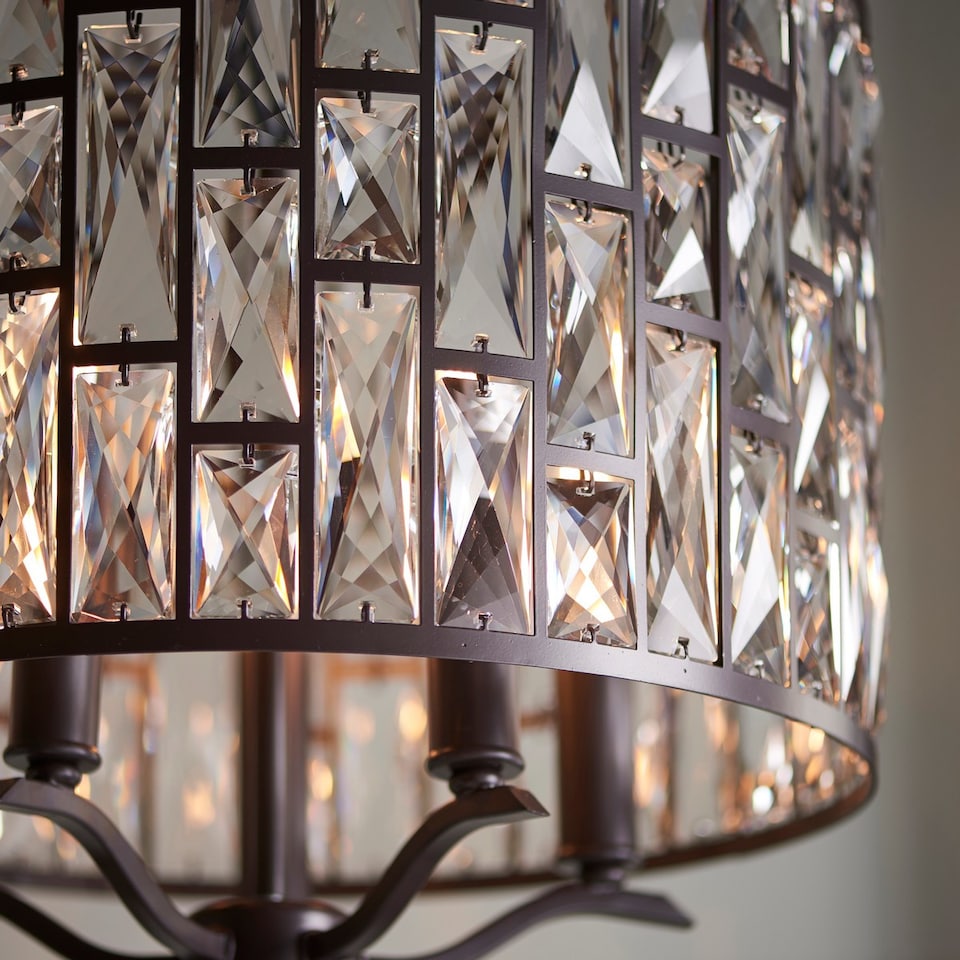 image 1 of Belle 5 Light Ceiling Pendant Dark Bronze, Clear Crystal, E14