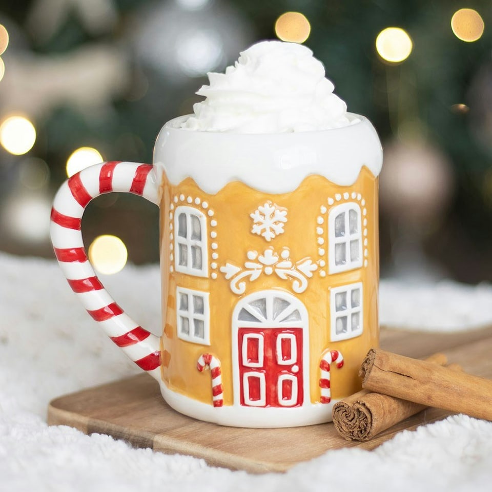 image 1 of Candy Cane Gingerbread House Mug Multi