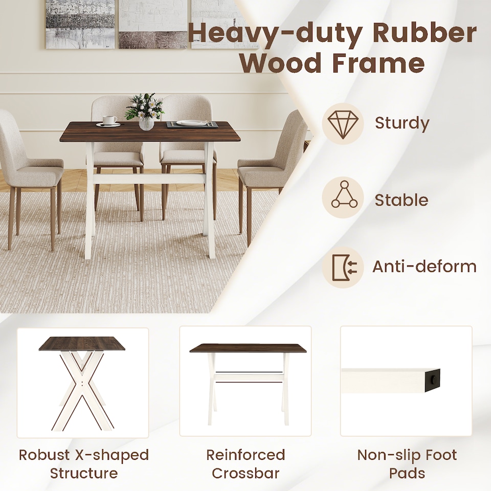image 1 of COSTWAY Modern Dining Table Wooden Kitchen Table with X-shaped Frame-Brown