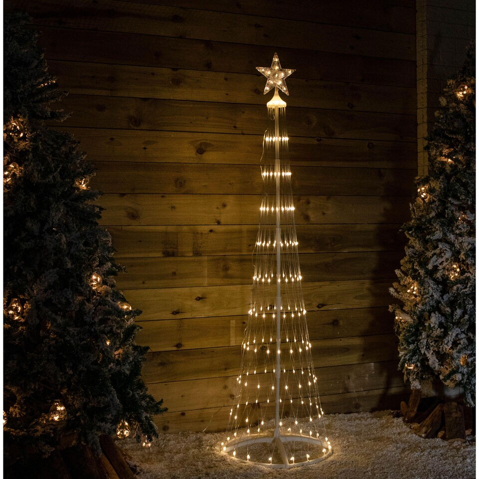 image 1 of 1.8m Light up Christmas Cone Tree with 220 Warm White LEDs and Timer Function