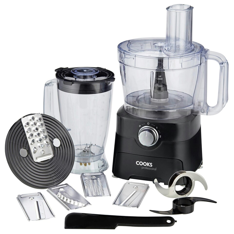 image 1 of Cooks Professional Food Processor | 1000W | 7 Different Blades | Mixing Bowl and Blending Jug | Black Black