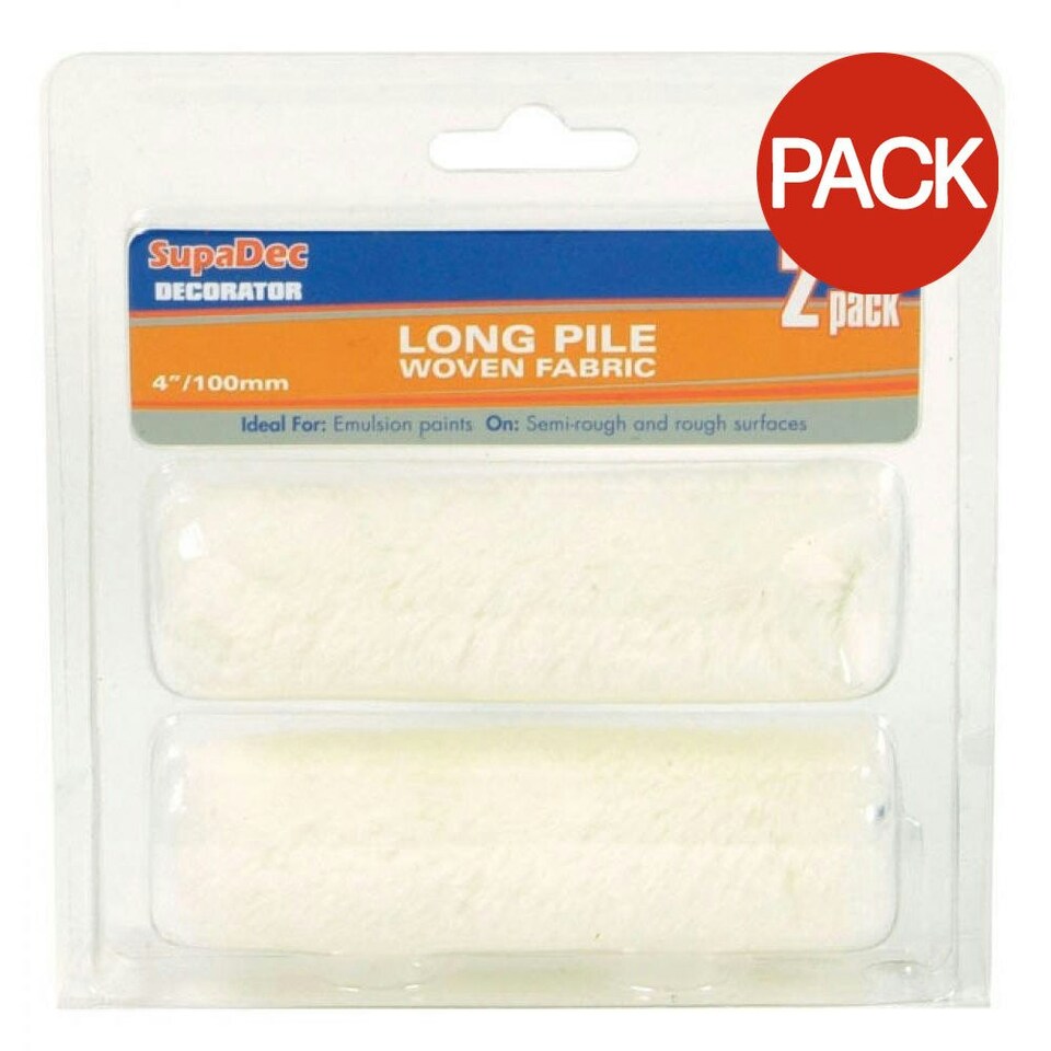 SupaDec Long Pile Mini Roller (Pack Of 2) - White - One Size