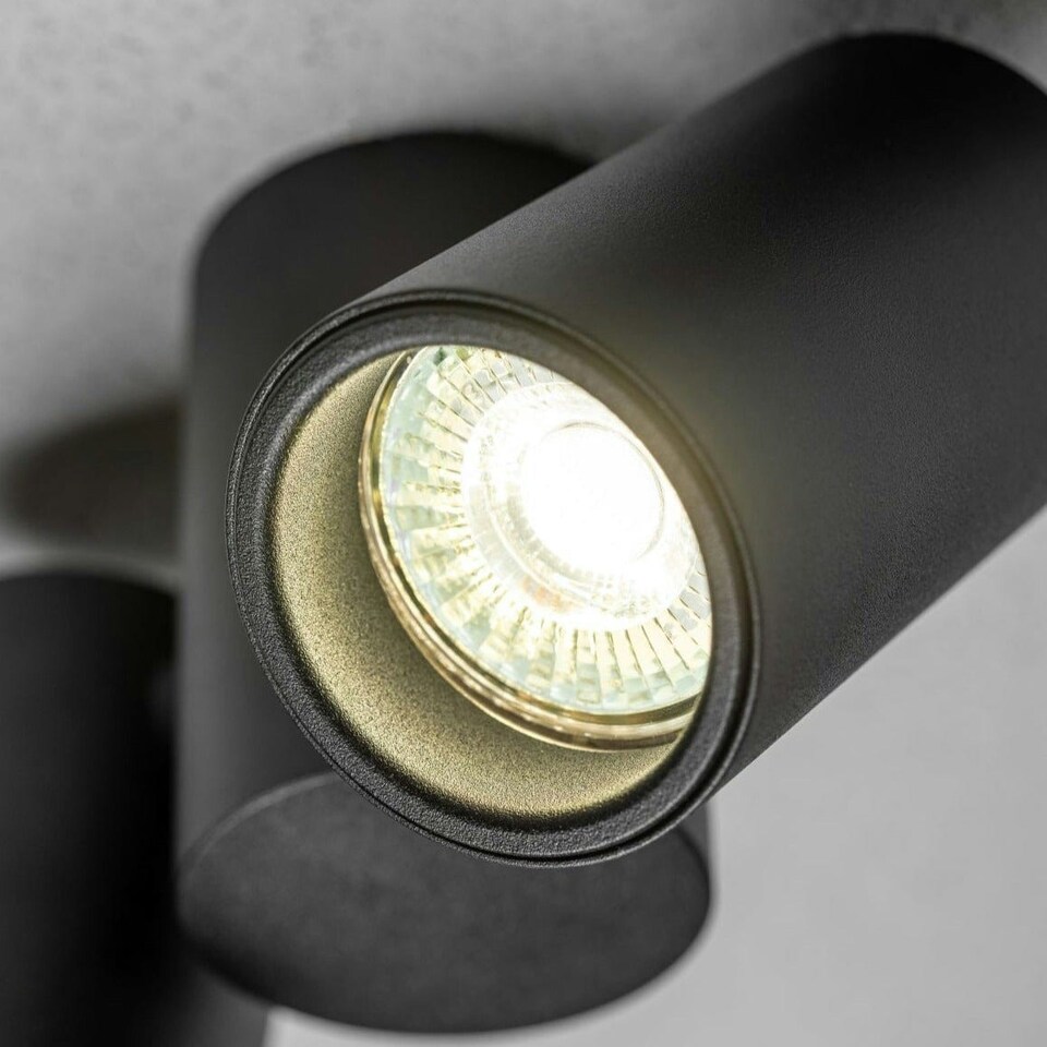 image 1 of CGC LUP Black 2-Head Adjustable GU10 Ceiling and Wall Spotlight | Black | Black | height: 11.5 cm, width: 17.5 cm, spotlight width: 5.6