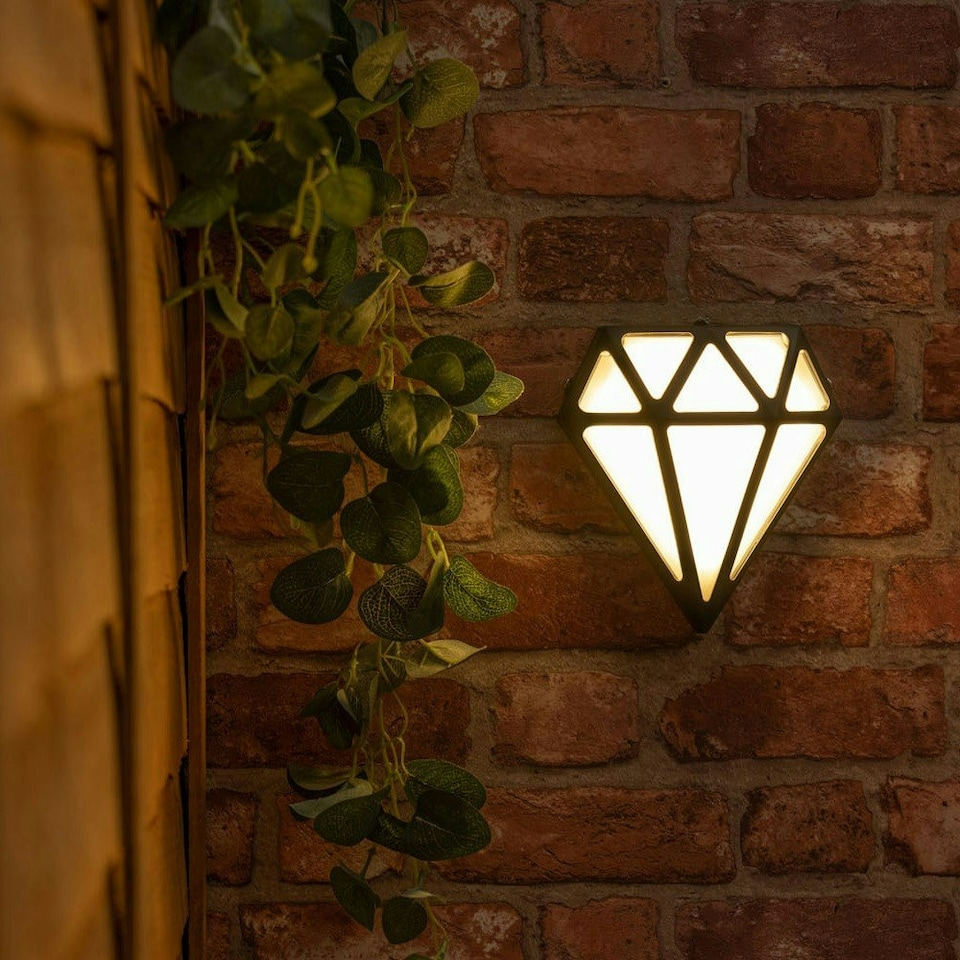image 1 of ValueLights Diamond Matte Black IP44 Rated Bathroom Frosted Integrated LED Wall Light