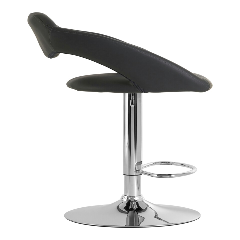 image 1 of Interiors by Premier Black Faux Leather Bar Chair, Backrest Breakfast Bar Chair, Footrest Living Bar Chair Kitchen