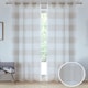 image 1 of Pair of Santorini Natural Linen Look Stripe Panels with Eyelet Header 137CM