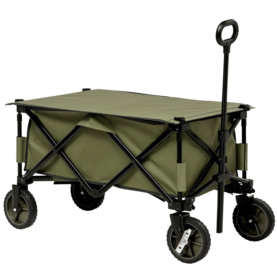 image 1 of Outsunny Folding Wagon Garden Cart Collapsible Camping Trolley for Outdoor